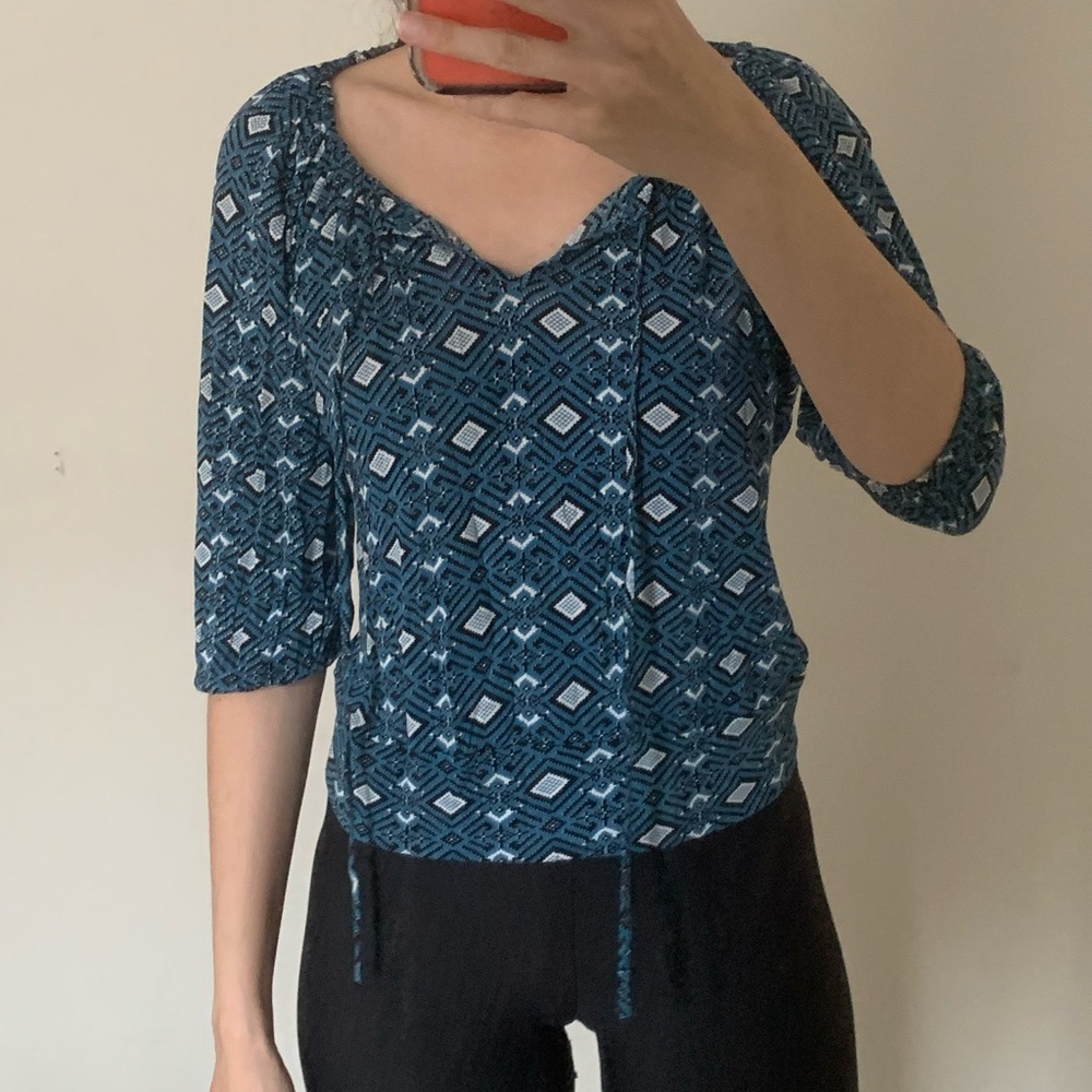 Joie blue patterned peasant blouse
